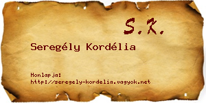 Seregély Kordélia névjegykártya